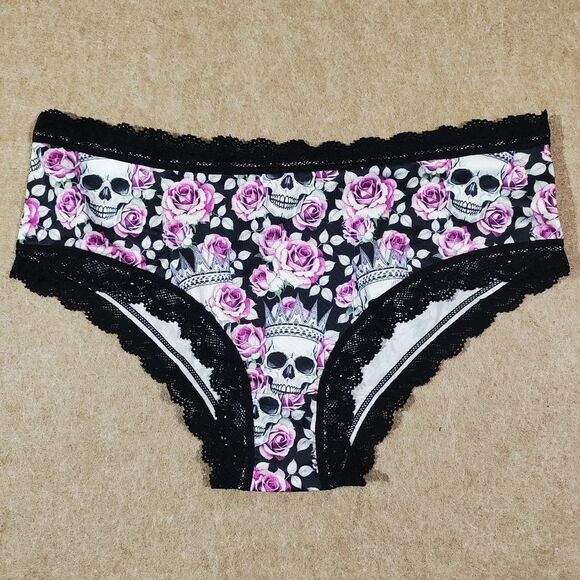 Gothic Hipster Lace Lingerie 3 Piece Panty Set Large -B - Picture 2 of 6